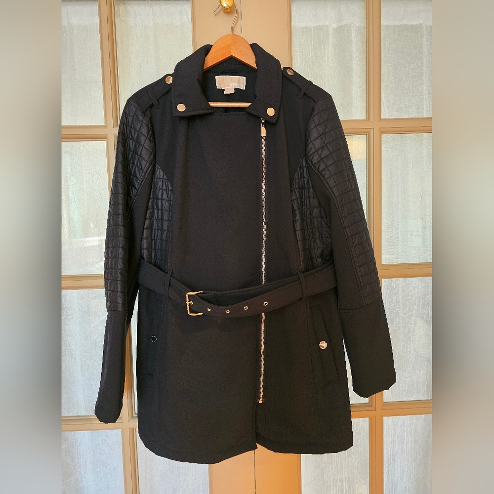 Michael Kors Black Quilted Trench Coat - Picture 2 of 12